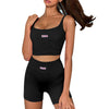 Women Casual Two-piece Clothes Set U-shaped Collar Sleeveless Crop Tops and Shorts Pink/ Black/ White 2023 Style