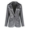 Women Casual Velvet Suit Jacket Dark Green Autumn Winter One Button Office Ladies Jacket Female Elegant Suit 2023 New