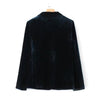 Women Casual Velvet Suit Jacket Dark Green Autumn Winter One Button Office Ladies Jacket Female Elegant Suit 2023 New
