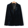 Women Casual Velvet Suit Jacket Dark Green Autumn Winter One Button Office Ladies Jacket Female Elegant Suit 2023 New
