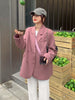 Women Chic Office Lady Double Breasted Blazer Vintage Coat Notched Collar Long Sleeve Ladies Jacket Traf