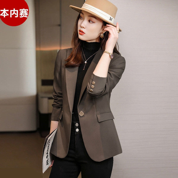 Women Chic Office Lady Double Breasted Blazer Vintage Coat Notched Collar Long Sleeve Ladies Outerwear Stylish Tops