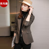 Women Chic Office Lady Double Breasted Blazer Vintage Coat Notched Collar Long Sleeve Ladies Outerwear Stylish Tops