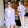 Women Chic Office Lady Double Breasted Ruffled Beads Blazer Vintage Coat Notched And Pleated Mini Skirt Culottes Suits