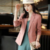 Women Chic Office Lady Single button Blazer Vintage Coat Notched Collar Long Sleeve Ladies Outerwear Stylish Blue Tops