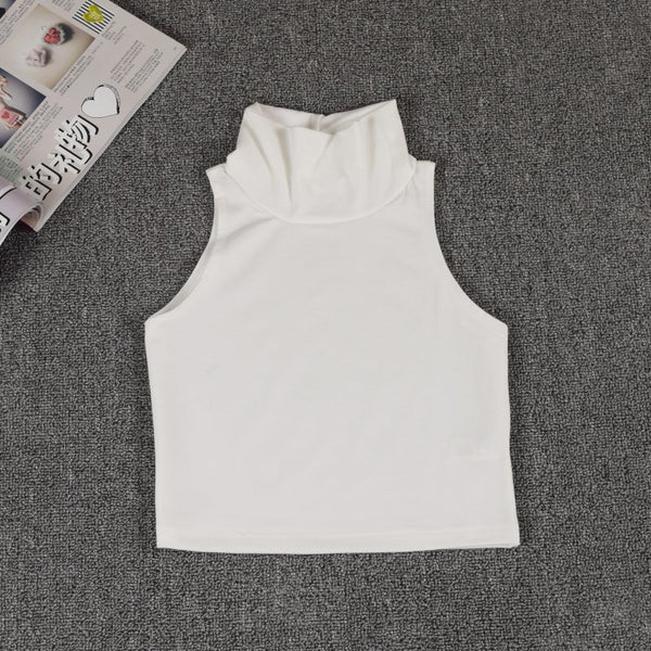 Women Classic Street Style Slim Fit Tube Top Casual brand designer Turtle neck sleeveless Short Tank Crop tops