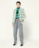 Women Coat 2022 Autumn Green Plaid Woolen Blazer Commuter Single-breasted Short Long Sleeve Top