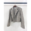 Women Coat 2023 Autumn and Winter No Button Lapel Short Suit Commuter White Suit Striped Suit Jacket