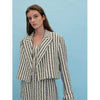 Women Coat 2023 Autumn and Winter No Button Lapel Short Suit Commuter White Suit Striped Suit Jacket