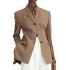 Women Coat 2023 Early Autumn Style Button V-neck Waist Small Suit Long-sleeved Jacket Retro Single-breasted Slim Top