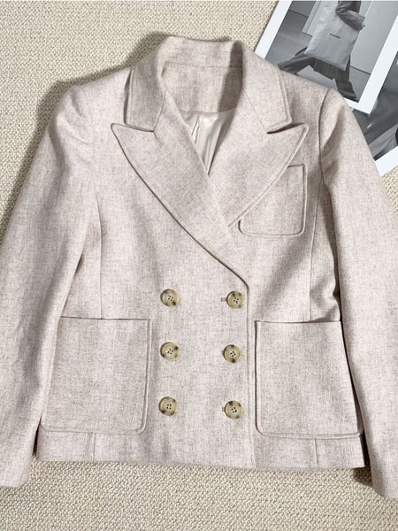 Women Coat 2023 Spring Solid Color Cotton and Linen Lapel Long-sleeved Jacket Women Casual Suit Jacket