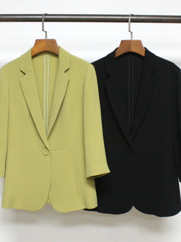 Women Coat 2023 Spring and Autumn Solid Color 100% Acetate Fiber Three-quarter Sleeve One Button Women Casual Blazer