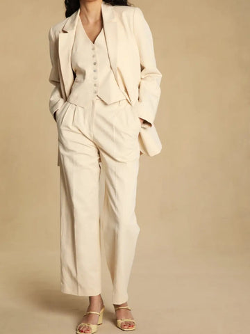 Women Coat 2023 Spring and Autumn Solid Color 100% Linen Two Button Suit Collar Pocket Women Casual Loose Suit Jacket Blazer