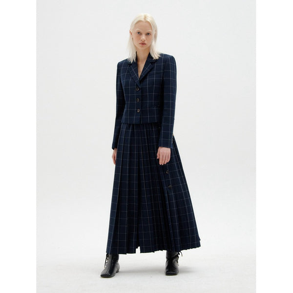 Women Coat Fall/Winter 2023 Women Lapel Single-breasted Plaid Suit Suit Long Skirt Set