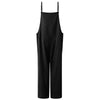 Women Cotton Linen Pockets Long Jumpsuits Strappy Dungaree Bib Overalls Wide Leg Casual Loose Solid Rompers Trousers Plus Size