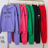 Women Cotton Solid Sets for Women Hoodie Sweatshirts and Long Pant Two Piece Sets Ladies Print Letter Sweatshirt Suits