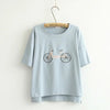 Women Cotton Top Casual feminina High Quality Classic Shirt Girls' Tee Solid Embroidery  Bottoming Short Sleeve T Shirt
