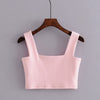 Women Crop Tank Top Square Neck Crop Tops Thick Strappy Cami Crop Top