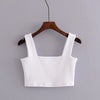 Women Crop Tank Top Square Neck Crop Tops Thick Strappy Cami Crop Top