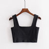 Women Crop Tank Top Square Neck Crop Tops Thick Strappy Cami Crop Top