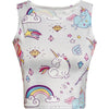 Women Crop Top 2022 Summer Cute Unicorn Stars Pattern Printed Slim Fit Tank Kawaii Skinny Vest for Girls Lovely Short Cami Pink