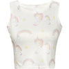 Women Crop Top 2022 Summer Cute Unicorn Stars Pattern Printed Slim Fit Tank Kawaii Skinny Vest for Girls Lovely Short Cami Pink