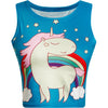 Women Crop Top 2022 Summer Cute Unicorn Stars Pattern Printed Slim Fit Tank Kawaii Skinny Vest for Girls Lovely Short Cami Pink