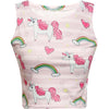 Women Crop Top 2022 Summer Cute Unicorn Stars Pattern Printed Slim Fit Tank Kawaii Skinny Vest for Girls Lovely Short Cami Pink