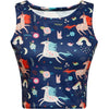 Women Crop Top 2022 Summer Cute Unicorn Stars Pattern Printed Slim Fit Tank Kawaii Skinny Vest for Girls Lovely Short Cami Pink