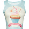 Women Crop Top 2022 Summer Cute Unicorn Stars Pattern Printed Slim Fit Tank Kawaii Skinny Vest for Girls Lovely Short Cami Pink