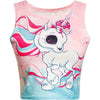 Women Crop Top 2022 Summer Cute Unicorn Stars Pattern Printed Slim Fit Tank Kawaii Skinny Vest for Girls Lovely Short Cami Pink