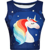 Women Crop Top 2022 Summer Cute Unicorn Stars Pattern Printed Slim Fit Tank Kawaii Skinny Vest for Girls Lovely Short Cami Pink