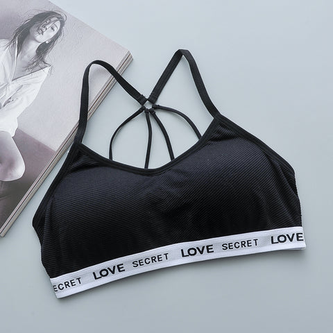 Women Crop Top Cropped Striped Padded Bra Tank Top Vest Fitness Stretch Women's genie Workout Bras
