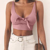 Women Crop Top Knitted Bandage Tops Spaghetti Club Camis U-neck Halter Tank Top Female Bare Solid Camisole 2022 Summer Camisole
