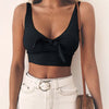Women Crop Top Knitted Bandage Tops Spaghetti Club Camis U-neck Halter Tank Top Female Bare Solid Camisole 2022 Summer Camisole
