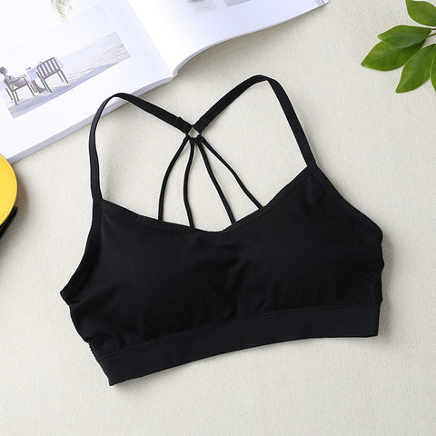 Women Crop Tops Camisole Camis Underwear Strappy Padded Fitness Bra Tops Cropped Feminino
