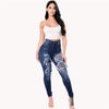 Women Dark Blue Jeans 2022 Summer Fashion Ripped Hole Hollow Out Skinny Stretch High Waisted Vintage Pencil Denim Trousers