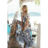 Women Deep V Neck Boho Floral Printed Summer Long Maxi Dress Party Evening Summer Beach Split Sundress