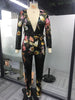 Women Deep V Neck Floral Print Jumpsuit Long Sleeve Beach Rompers Playsuit Cotton Sexy Skinny Green Jumpsuits