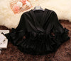 Women Deep V-neck Ruffles Shirts Spring Autumn Lace Up Chiffon Blouses Ladies Pleated Tops Elegant Office Blusas