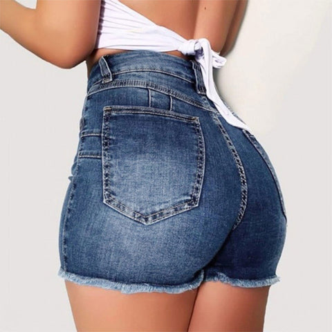 Women Denim Shorts with Ripped Slim Fit High Waist Skinny Stretch Short Jeans Sexy Style Cool Summer Clothing