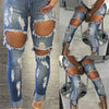 Women Denim Skinny Ripped Pants High Waist Stretch Destroy Hollow Out Jeans Slim Pencil Trousers Fashion Street Clothes