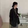 Women Double Breasted Blazers Notched Long Sleeve Loose Coats Autumn Office Lady Elegant Black Suits Korean Classic Ins