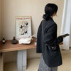 Women Double Breasted Blazers Notched Long Sleeve Loose Coats Autumn Office Lady Elegant Black Suits Korean Classic Ins