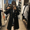 Women Double Breasted Elegant Black Blazers Long Sleeve Notched Collar Mid Length Blazers Button Office Chaqueta Mujer