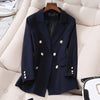 Women Double Breasted Long Casual Blazers Office Lady Small Suit Jacket Ladies Leisure Blazer Loose Coat Streetwear