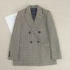 Women Double-Breasted Wool Straight Blazer 2023 Autumn Winter Retro Houndstooth Plaid All-Match Ladies Notched Suit Jacket