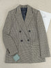 Women Double-Breasted Wool Straight Blazer 2023 Autumn Winter Retro Houndstooth Plaid All-Match Ladies Notched Suit Jacket