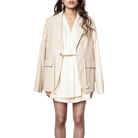 Women Drawstring Blazers Office Lady Jacket Autumn Casual Loose Outwear Single Button Long Sleeve Solid Blazer Coat 2022 New