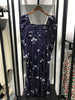 Women Dress 2022 Early Autumn Blue Floral Navy Blue Waist Printed Square Collar Maxi Dress
